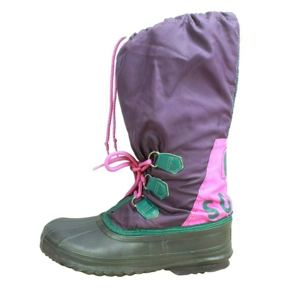 *Vintage Sorel Purple Nylon Waterproof Insulated Winter Boots Size 11 Inches